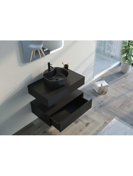 Tiroir Meuble de salle de bain FABRIANO 800 Noir mat