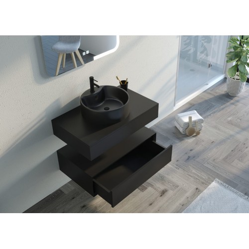 Meuble de salle de bain simple vasque FABRIANO 800 Noir mat