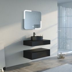 Meuble de salle de bain simple vasque FABRIANO 800 Noir mat