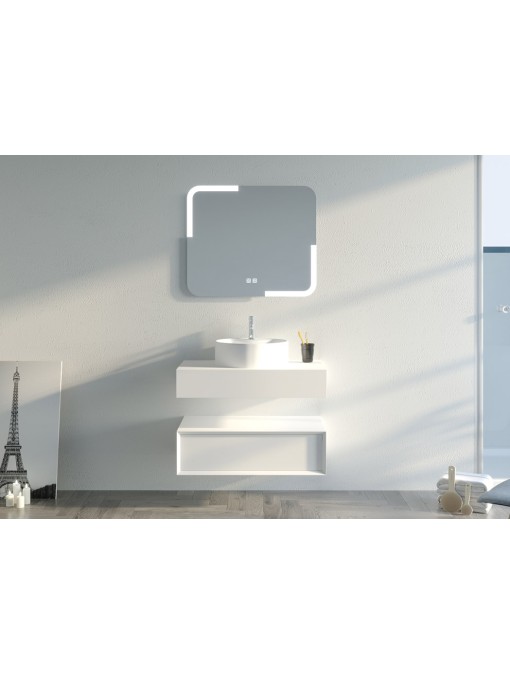 Ensemble Meuble salle de bain simple vasque FABRIANO 800 Blanc mat