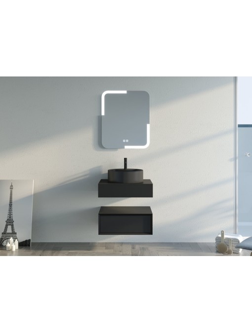Meuble simple vasque céramique FABRIANO 600 Noir et mat