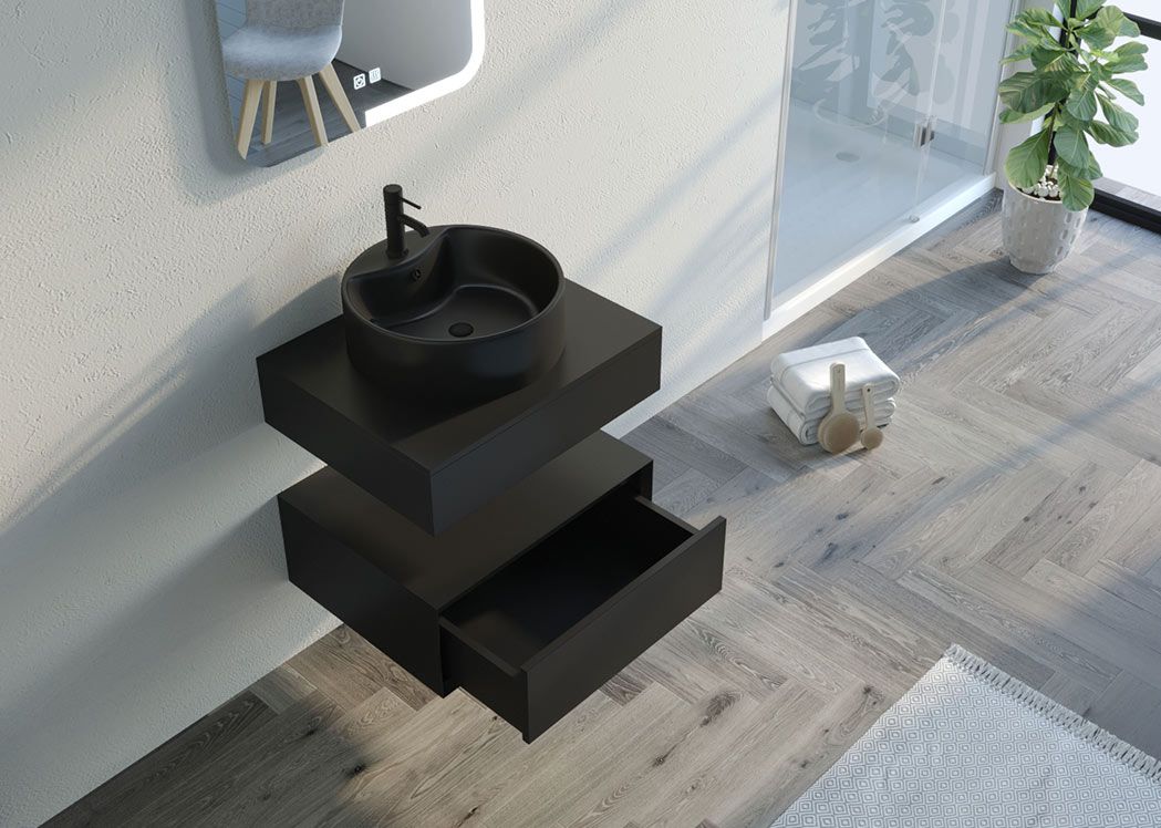 Meuble de salle de bain Fabriano 600 Noir : un meuble de salle de bain
