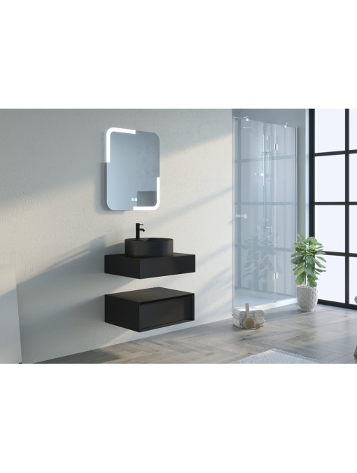 Meuble simple vasque de salle de bain FABRIANO 600 Noir