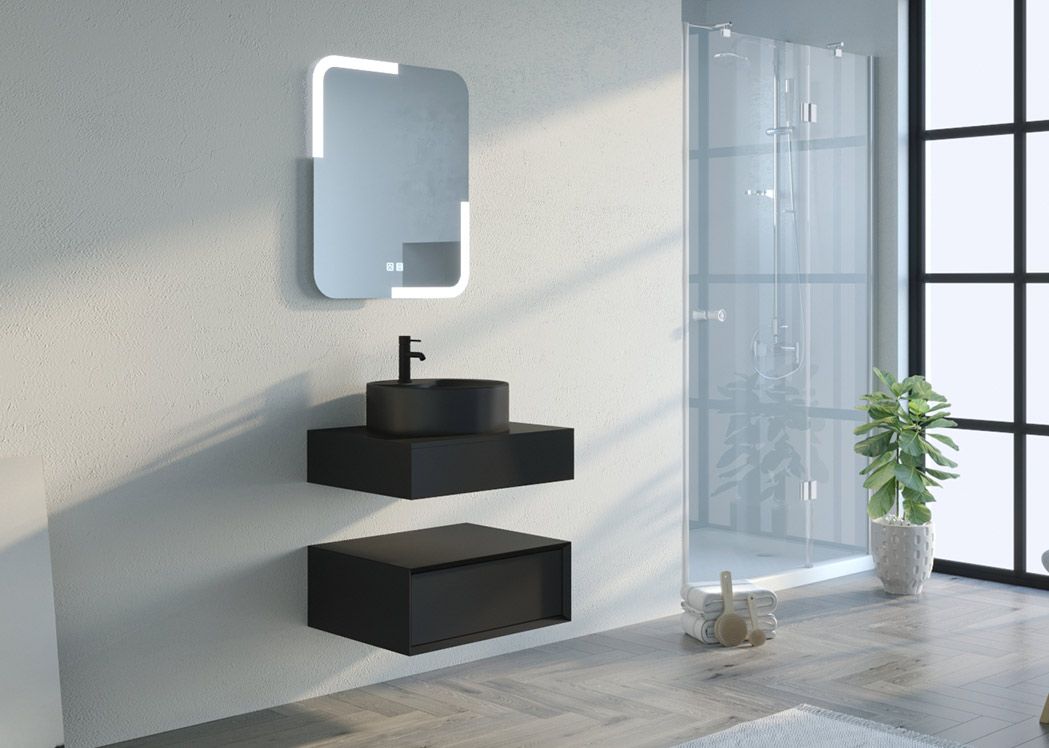 Meuble de salle de bain Fabriano 600 Noir : un meuble de salle de bain