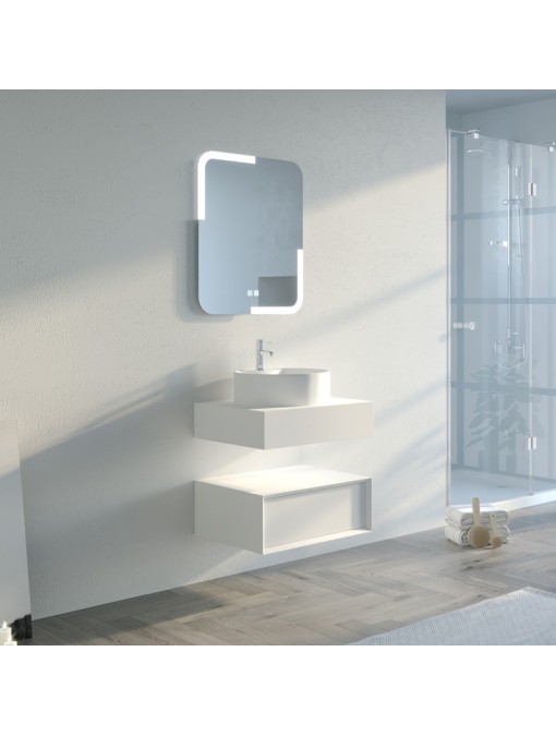 Meuble simple vasque de salle de bain FABRIANO 600 blanc