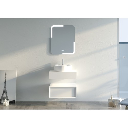 Meuble simple vasque de salle de bain FABRIANO 600 blanc
