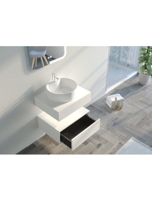 Meuble simple vasque et 1 tiroir de salle de bain FABRIANO 600 blanc