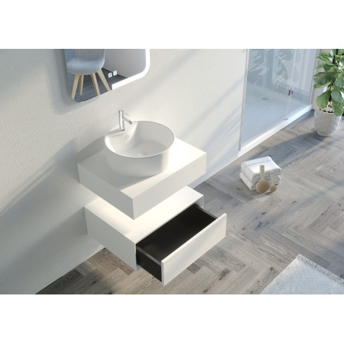 Meuble simple vasque de salle de bain FABRIANO 600 blanc