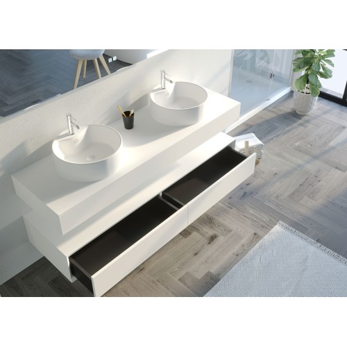 Meuble de salle de bain FABRIANO 160cm mat et blanc
