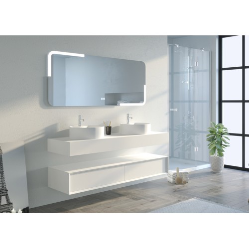 Meuble de salle de bain FABRIANO 160cm mat et blanc