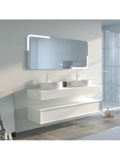 Meuble de salle de bain FABRIANO 160cm mat et blanc