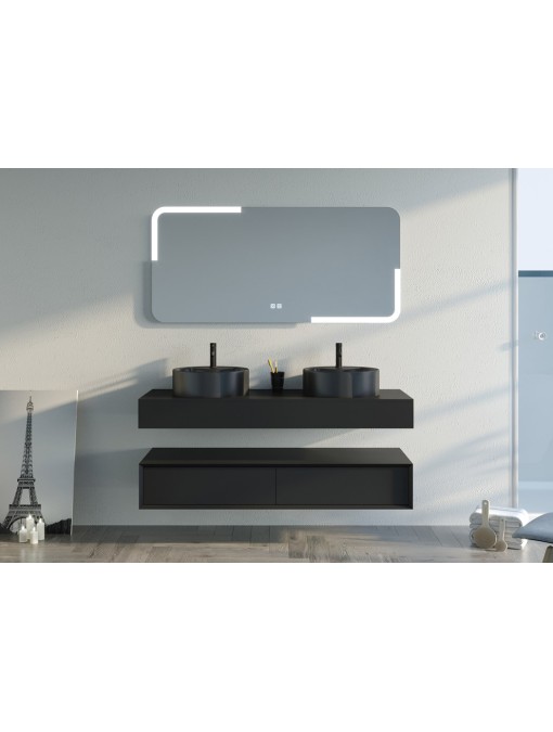 Meuble 2 vasques FABRIANO 140cm Noir mat