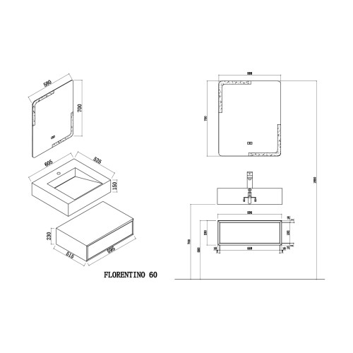 Meuble de salle de bain FLORENTINO 600B