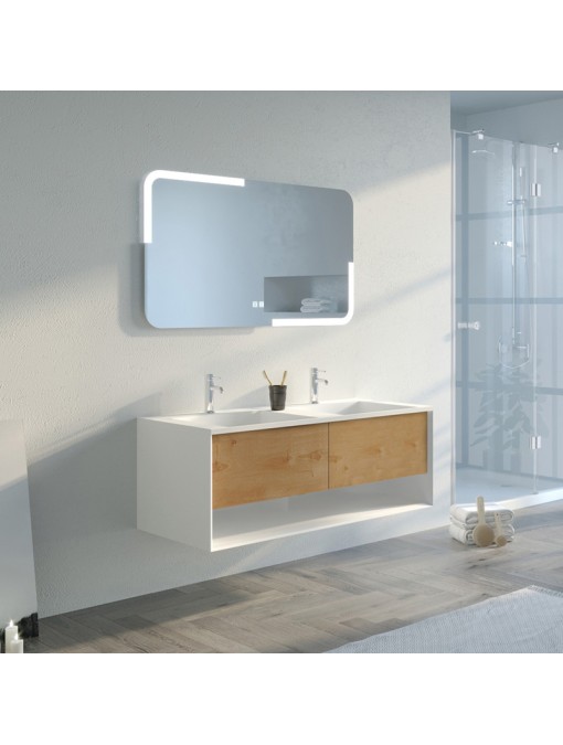 Meuble de salle de bain Portofino 1200 Blanc et Bois Naturel