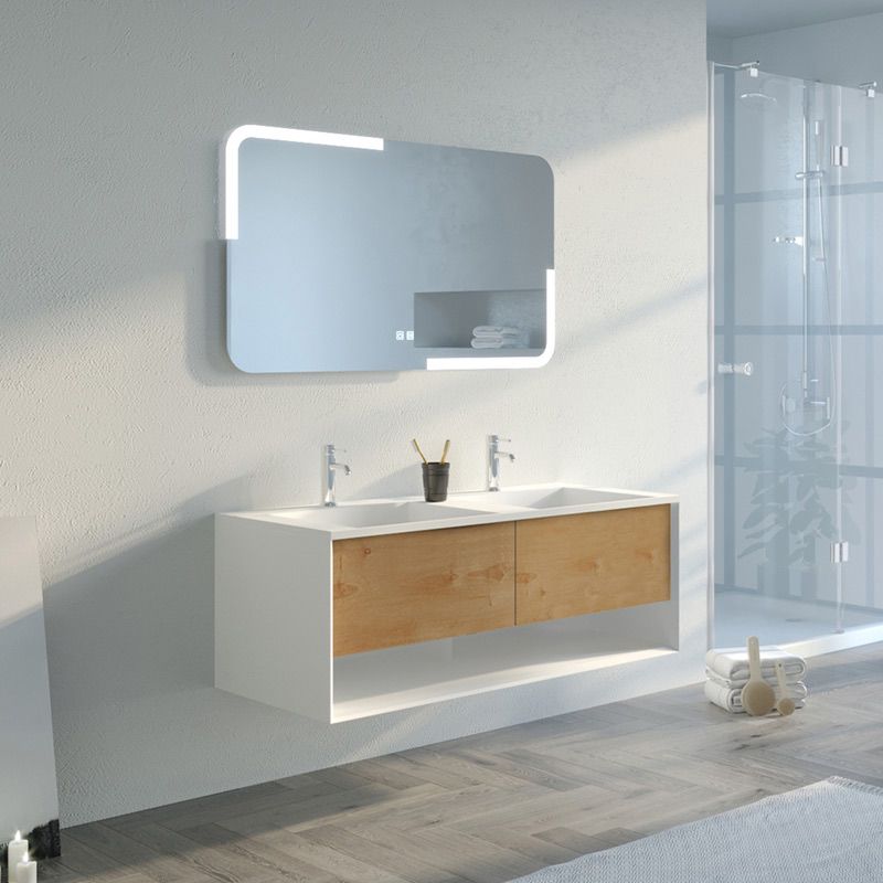 Meuble de salle de bain Portofino 1200 Blanc et Bois Naturel