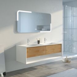 Meuble de salle de bain Portofino 1400 Blanc et Bois Naturel