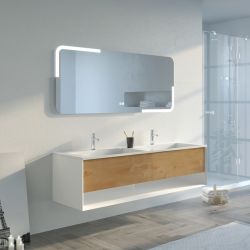 Dimensions Meuble de salle de bain Portofino 1600 Blanc et Bois Naturel