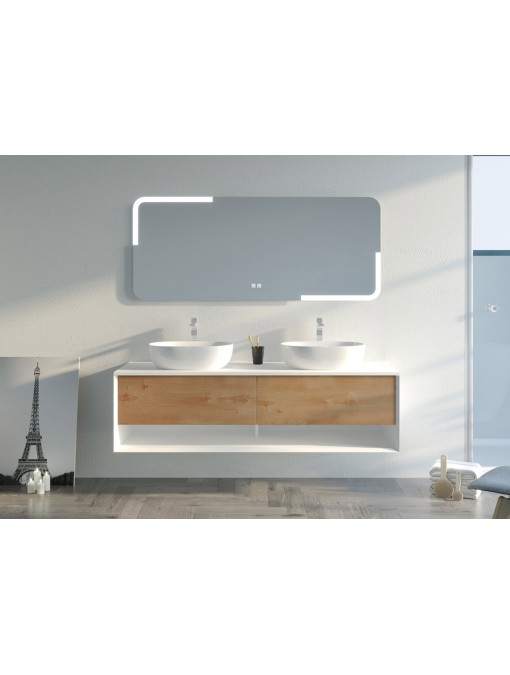 Ensemble de salle de bain SANZA 1600 BLANC et Bois Naturel