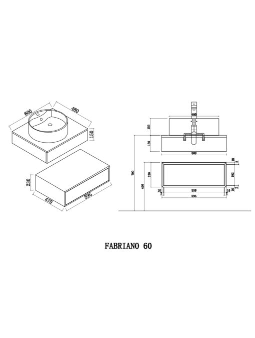 Meuble de salle de bain FABRIANO 600 Noir