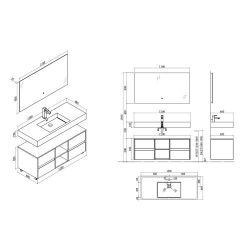 Bel ensemble Meuble de salle de bain VISENZA 1200 SV-B
