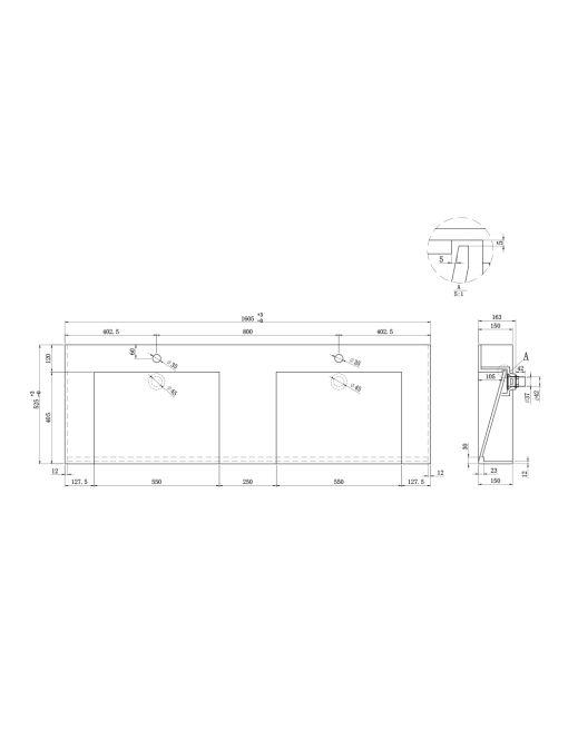 Plan vasque Meuble de salle de bain FLORENTINO 1600N