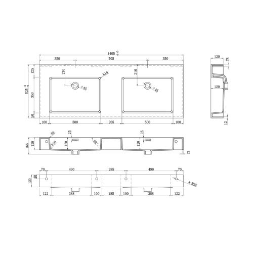 Meuble de salle de bain design ROMANZA_1400 Noir