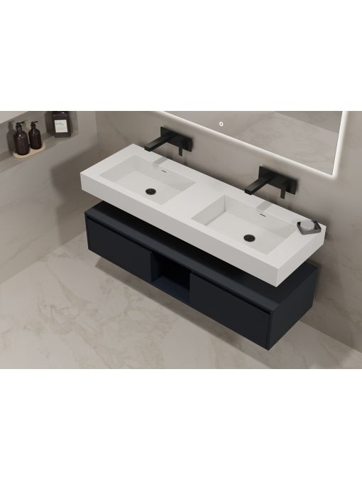 Meuble double vasque de salle de bain ROMANZA_1400 Noir
