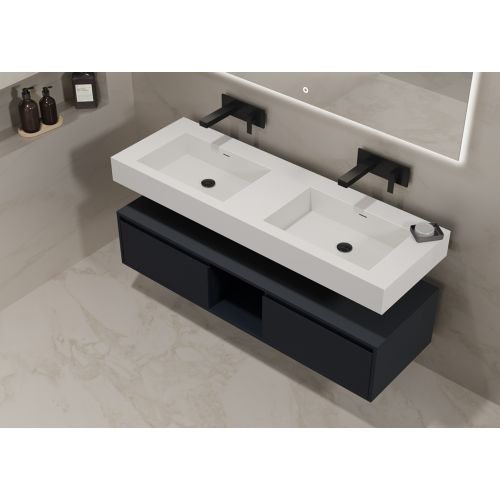 Meuble de salle de bain design ROMANZA_1400 Noir