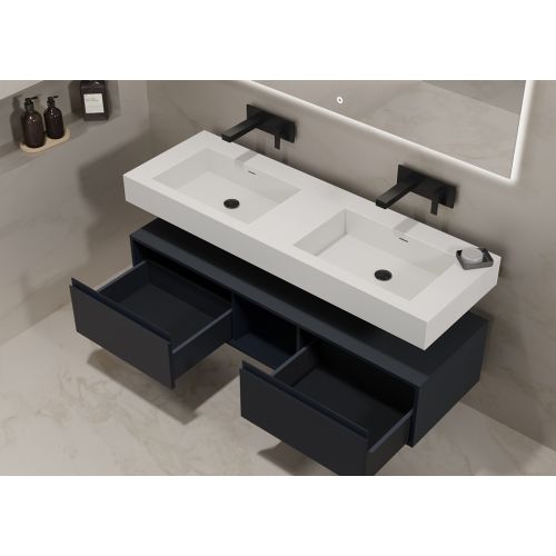 Meuble de salle de bain design ROMANZA_1400 Noir