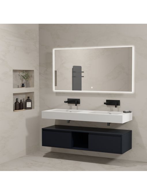 Meuble de salle de bain design ROMANZA_1400 Noir