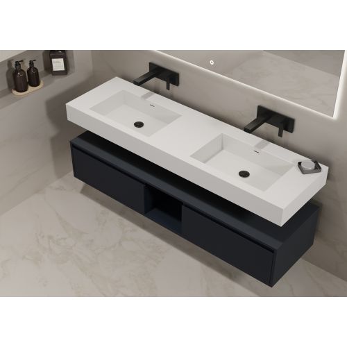 Meuble de salle de bain Design ROMANZA_1600 Noir