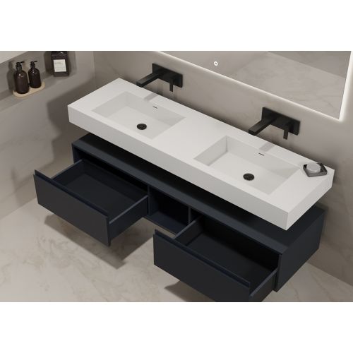 Meuble de salle de bain Design ROMANZA_1600 Noir