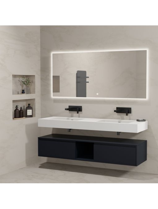Meuble de salle de bain Design ROMANZA_1600 Noir