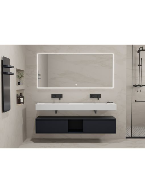 Meuble large pour salle de bain spacieuse ROMANZA_1600 Noir