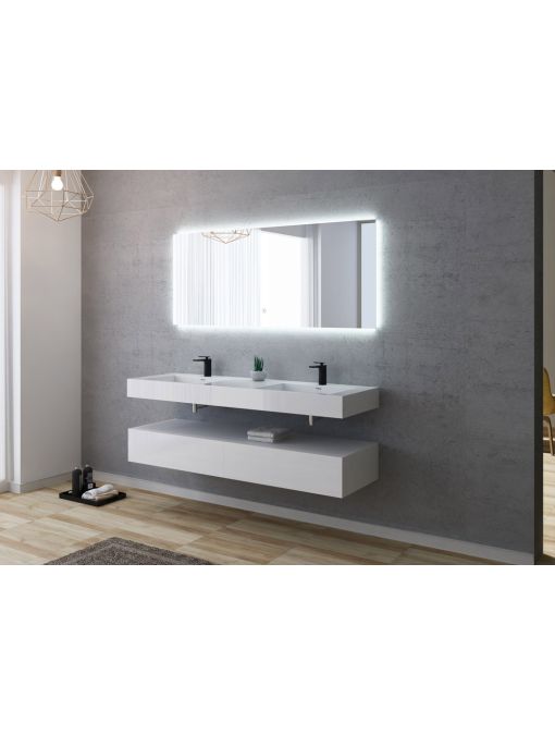 Meuble 2 vasques de salle de bain AVELLINO-1600 Blanc