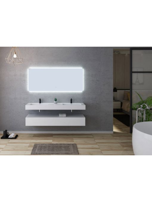 Meuble double vasques de salle de bain AVELLINO-1600 Blanc