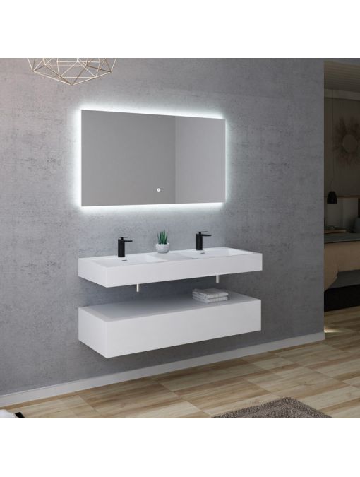 Meuble double vasque AVELLINO-1200 Blanc