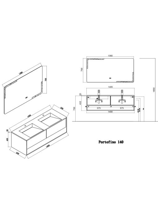 Dimensions Portofino 1400 Scandinave