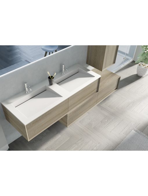 2 vasques Meuble de salle de bain Avigliano 1400 scandinave