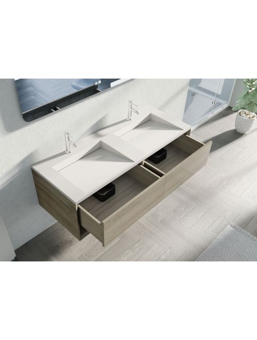 Détails rangements Meuble de salle de bain Portofino 1400 Scandinave