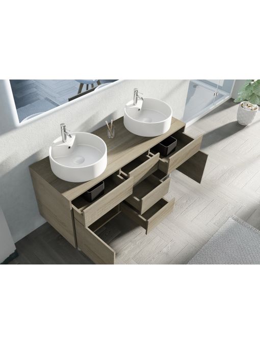 Détails ouvertures Meuble double vasque VENEZIA Scandinave
