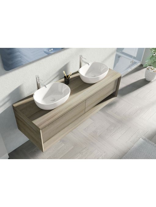 Ensemble de salle de bain double vasque SANZA 1600 Scandinave