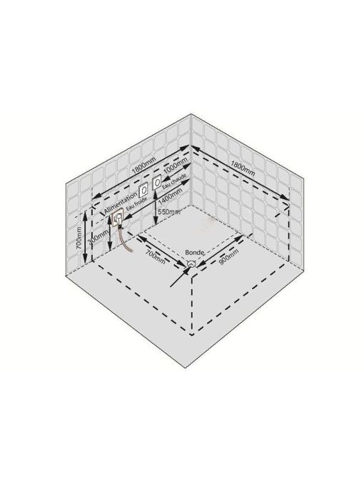 Plan implantation Baignoire balnéo black Elle&Lui 40 jets