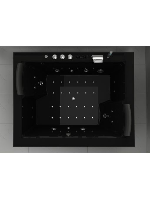 Baignoire balnéo noire et rectangulaire Elle&Lui Black 40 jets