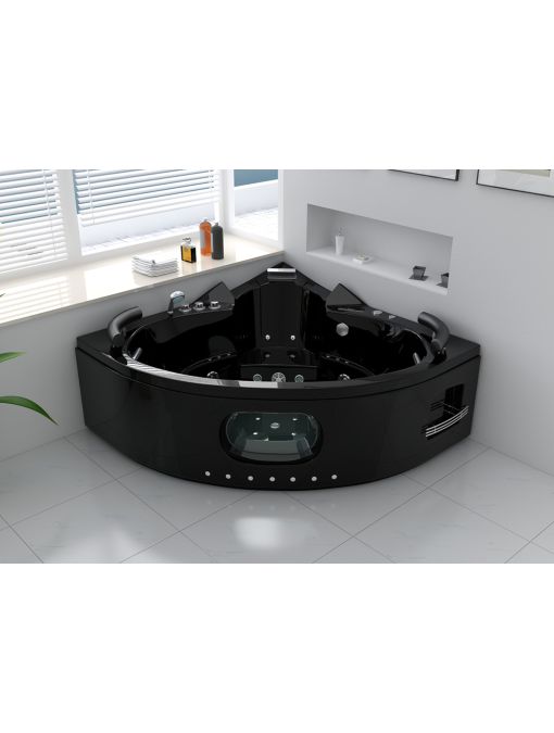 Baignoire avec hublot balnéo Corleone Noire 48 jets