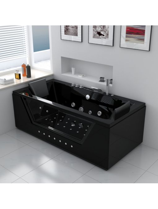 Baignoire balnéo Palamos Black 32 jets avec hublot