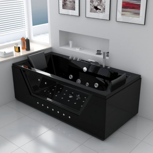 Baignoire balnéo Palamos Black 32 jets avec hublot