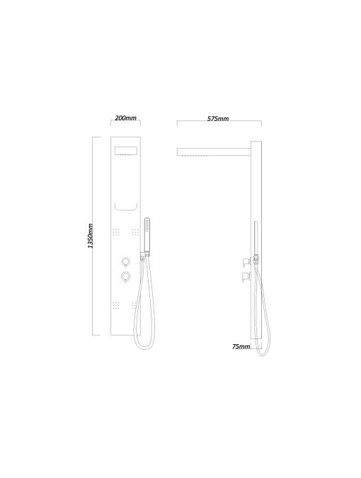 Plan et dimensions colonne d'hydromassage A212