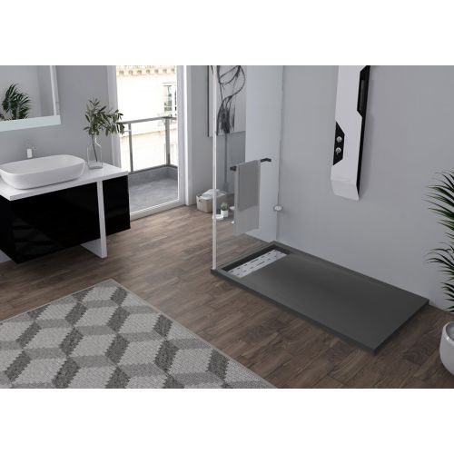 Receveur de douche en Gel coat ALICANTE Gris 140x80cm