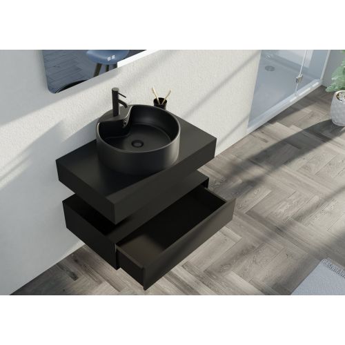 Meuble de salle de bain simple vasque FABRIANO 800 Noir mat